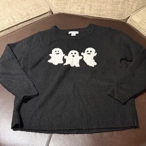 cupcakes & cashmere Black Sweater with Ghost Design